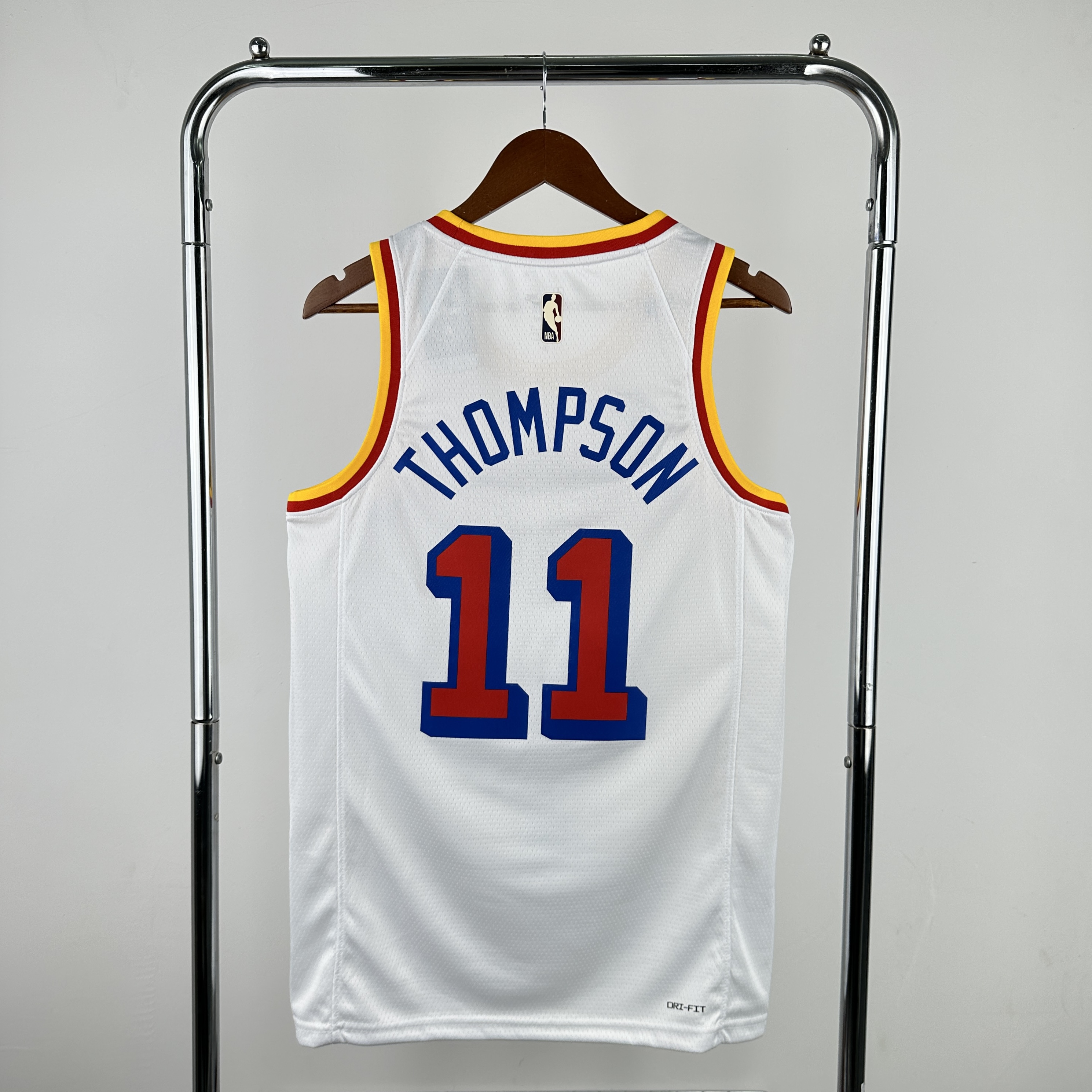 Men Golden State Warriors 11 Thompson White Season Throwback Nike 2025 NBA Jersey